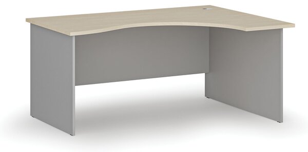 Ergonomický kancelářský psací stůl PRIMO GRAY, 160x120 cm, pravý, šedá/bříza