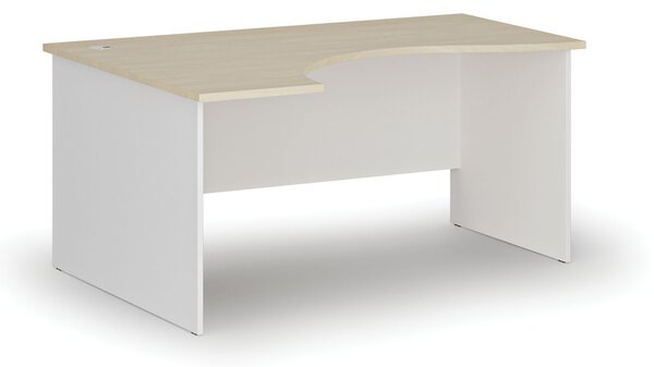 Ergonomický kancelářský psací stůl PRIMO WHITE, 160x120 cm, levý, bílá/bříza