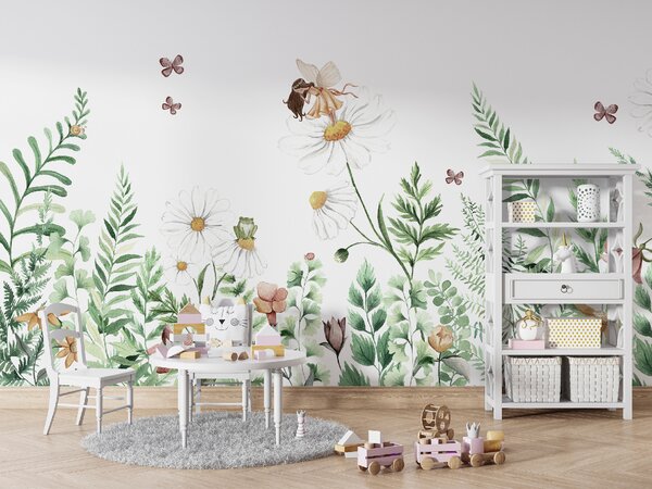 FUGU Tapeta pro děti Fairy garden - kvalitní tapeta s vílou a květinami Materiál: Digitální eko vlies - klasická tapeta nesamolepicí
