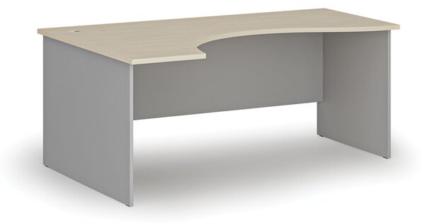 Ergonomický kancelářský psací stůl PRIMO GRAY, 180x120 cm, levý, šedá/bříza