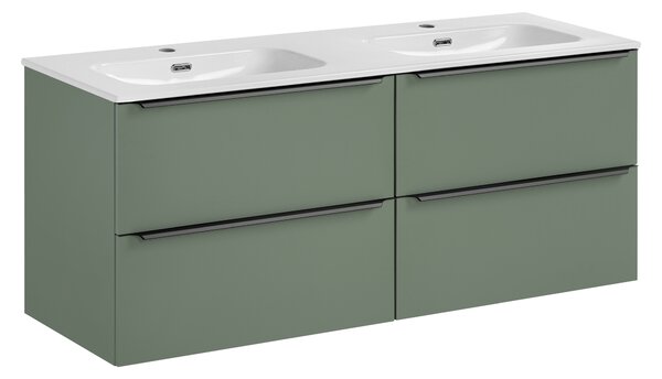 Comad Koupelnová skříňka s nábytkovým dvojumyvadlem Sombra Green 140 rákosově zelená