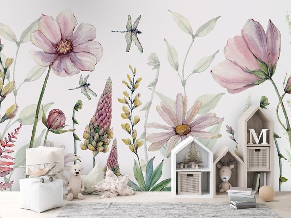 FUGU Tapeta pro děti Fabulous Flowers - vysoce kvalitní eko tapeta Materiál: Digitální eko vlies - klasická tapeta nesamolepicí