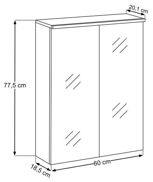 Comad Koupelnová zrcadlová skříňka 60 cm Sombra Green rákosově zelená