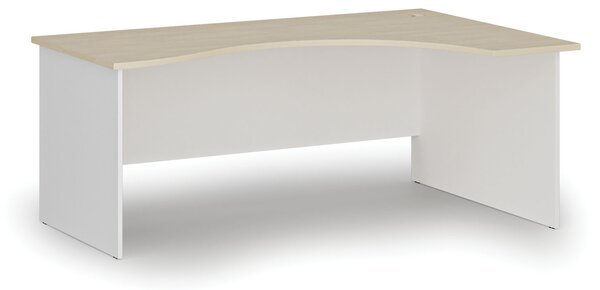 Ergonomický kancelářský psací stůl PRIMO WHITE, 180x120 cm, pravý, bílá/bříza