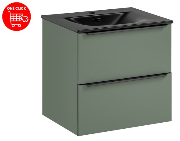 Comad Koupelnová skříňka s nábytkovým umyvadlem Sombra Green 60 rákosově zelená