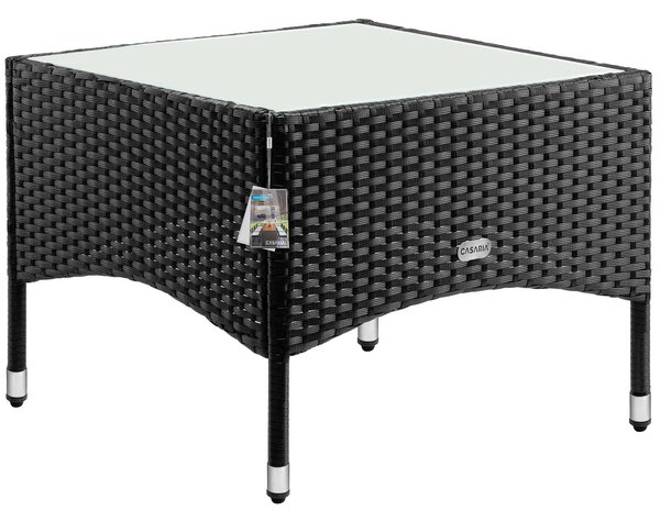 FurniGO Ratanový stolek / čajový stůl - 58 x 58 x 42 cm - černý