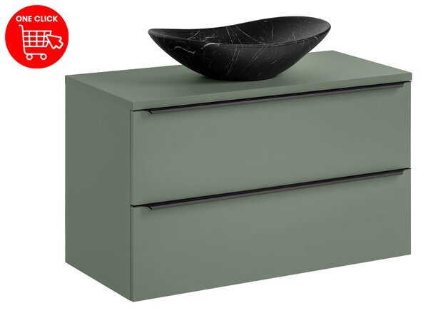 Comad Set koupelnového nábytku Sombra Green 100 rákosově zelená s umyvadlem se zásuvkami