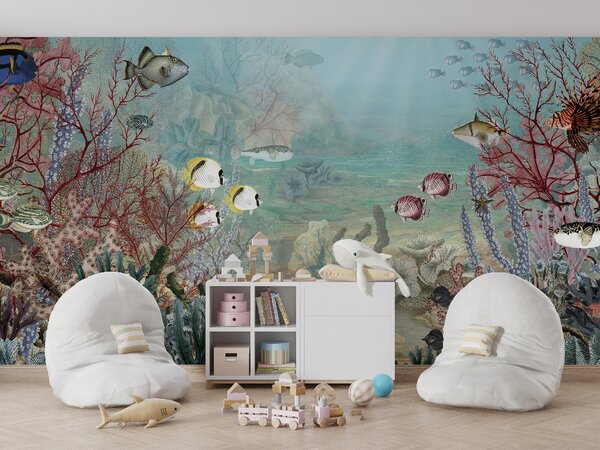FUGU Fototapeta korálový útes - Coral Creatures Materiál: Digitální eko vlies - klasická tapeta nesamolepicí