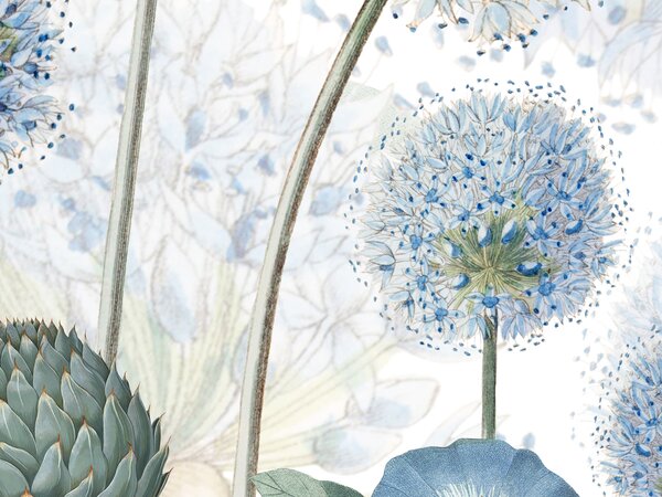 FUGU Přírodní tapteta s lučním kvítím - Blue Wild Meadow Materiál: Digitální eko vlies - klasická tapeta nesamolepicí