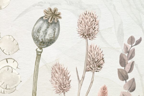 FUGU Tapeta květiny podzimní - Autumn Flowers Materiál: Digitální eko vlies - klasická tapeta nesamolepicí