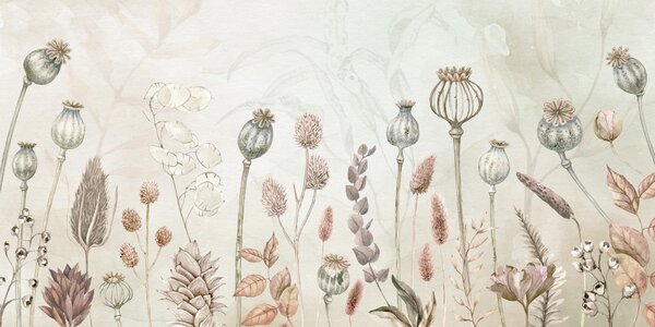 FUGU Tapeta květiny podzimní - Autumn Flowers Materiál: Digitální eko vlies - klasická tapeta nesamolepicí
