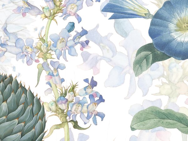 FUGU Přírodní tapteta s lučním kvítím - Blue Wild Meadow Materiál: Digitální eko vlies - klasická tapeta nesamolepicí
