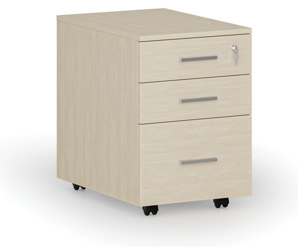 Kancelářský mobilní kontejner na závěsné složky PRIMO WOOD, 3 zásuvky, bříza