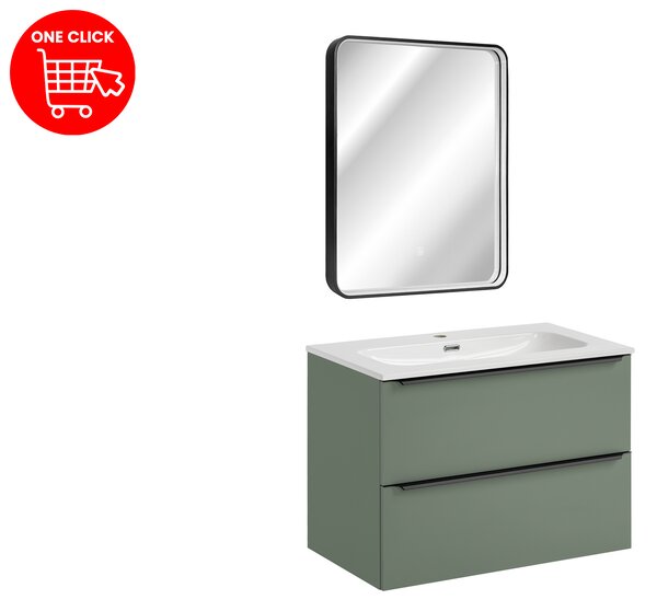 Comad Set koupelnového nábytku Sombra Green 80 rákosově zelená se zrcadlem