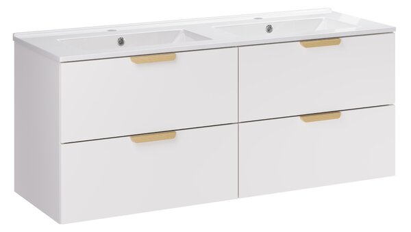 Comad Koupelnová skříňka s keramickým dvojumyvadlem Aster White 120 bílá mat
