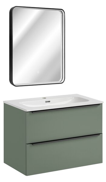Comad Set koupelnového nábytku Sombra Green 80 rákosově zelená se zrcadlem