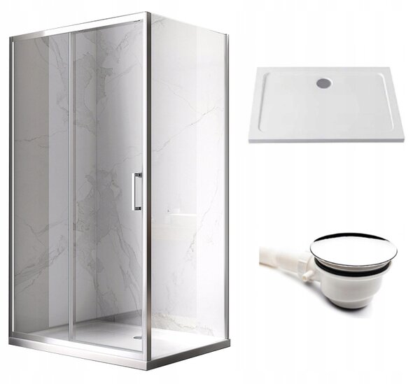 BPS-koupelny Obdélníkový sprchový kout KZ104C 120x90 chrom/transp. + vanička ST04C WH bílá