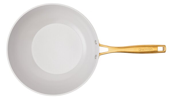Elmich Nepřilnavá keramická pánev wok Zen Ø 28 cm - hnědo zlatá