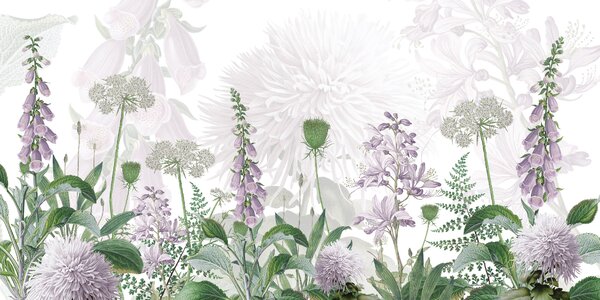 FUGU Tapeta květiny - Foxglove Flovers Materiál: Digitální eko vlies - klasická tapeta nesamolepicí