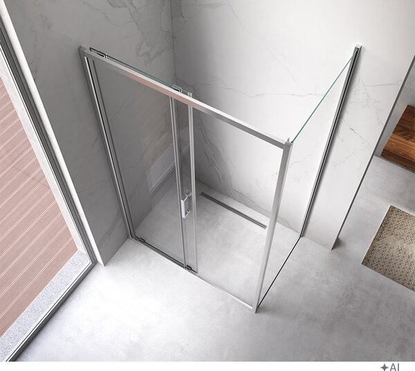BPS-koupelny Obdélníkový sprchový kout KZ104C 120x90 chrom/transp. + vanička ST04C BL černá