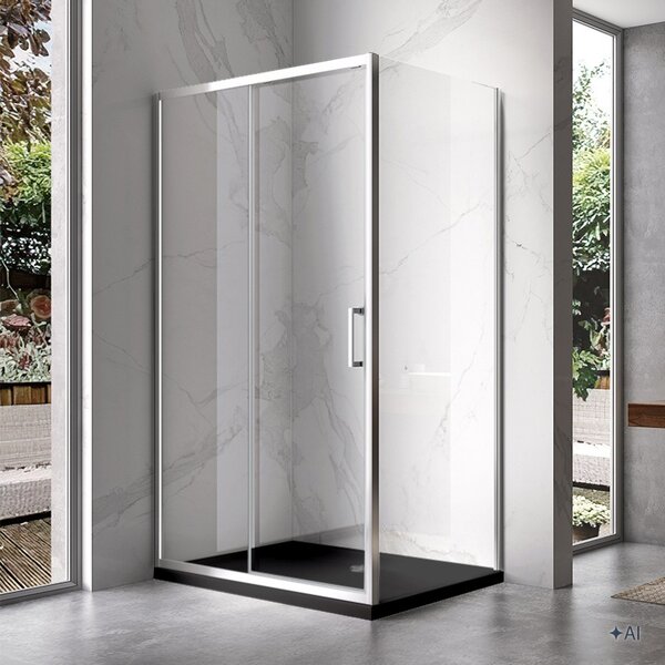 BPS-koupelny Obdélníkový sprchový kout KZ104C 120x90 chrom/transp. + vanička ST04C BL černá