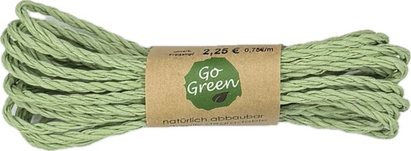 Dekorační provázek Go Green Cotton Cord – Sage Green šalvějově zelený 3mm x 3m (6,-Kč/m)