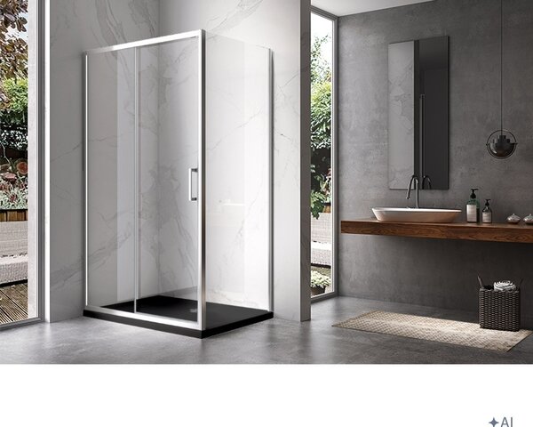 BPS-koupelny Obdélníkový sprchový kout KZ104C 120x90 chrom/transp. + vanička ST04C BL černá