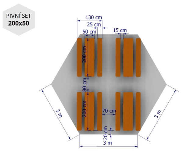Nůžkový párty stan 3x3x3 m TENTino BIG HEXAGON Barva opláštění (Zvolte variantu): 7A - ČERVENÁ