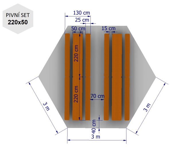 Nůžkový párty stan 3x3x3 m TENTino BIG HEXAGON Barva opláštění (Zvolte variantu): 7A - ČERVENÁ