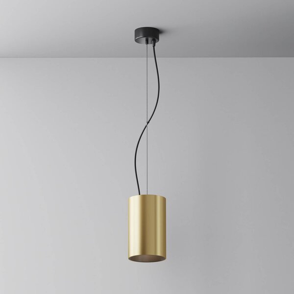 Maytoni Závěsné svítidlo LED Efir, zlatý mat, Ø 10,5cm, 33W, 38°, Mosaz / zlato, Obývací pokoj / jídelna, Hliník, Moderní