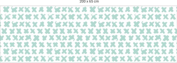 FUGU Křížky tyrkys - tapeta za postel Varianta ochrany zdi: Delší strana postele 200x65 cm