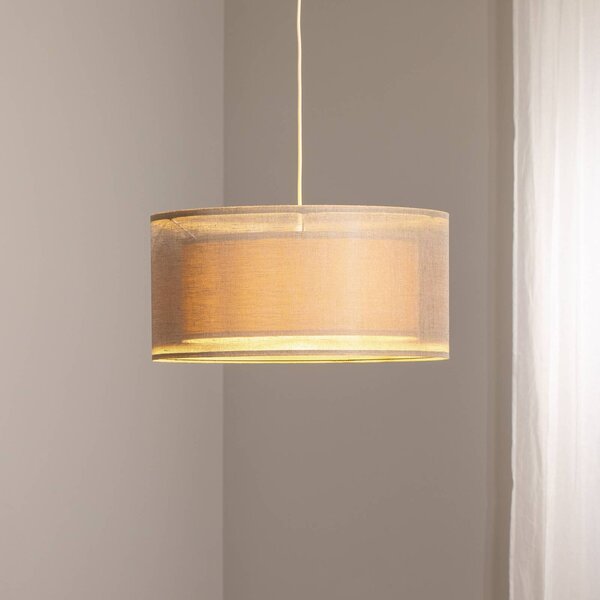 Maco Design Závěsné svítidlo Duo Den Light, béžová barva, Ø 50 cm, len, PVC, stmívatelný, Krémová / jantar, Obývací pokoj / jídelna, Textil / tkanina / hedvábí