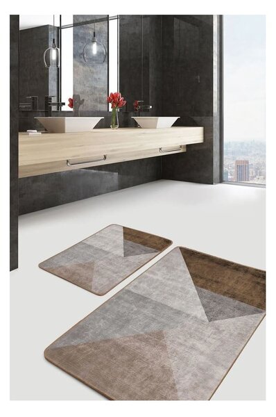 Šedo-hnědé sametové koupelnové předložky v sadě 2 ks 60x100 cm – Mila Home