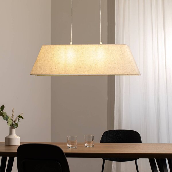 ONLI Závěsné světlo Miriel, 90 cm, textil, dřevo, stmívatelný, Světlé dřevo, Obývací pokoj / jídelna, Dřevo, Skandinávský