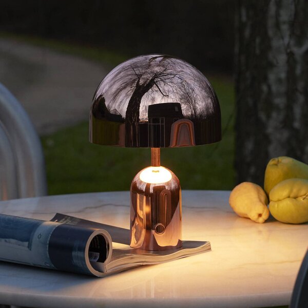 Tom Dixon Akumulátorová stolní lampa BELL PORTABLE, měď, 28 cm IP44, stmívatelný, Měď, Obývací pokoj / jídelna, Plast, Design