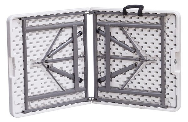 TENTino Skládací stůl 122x60 cm PŮLENÝ, bílý, STL122P Barva ubrusu: ČERNÁ / BLACK