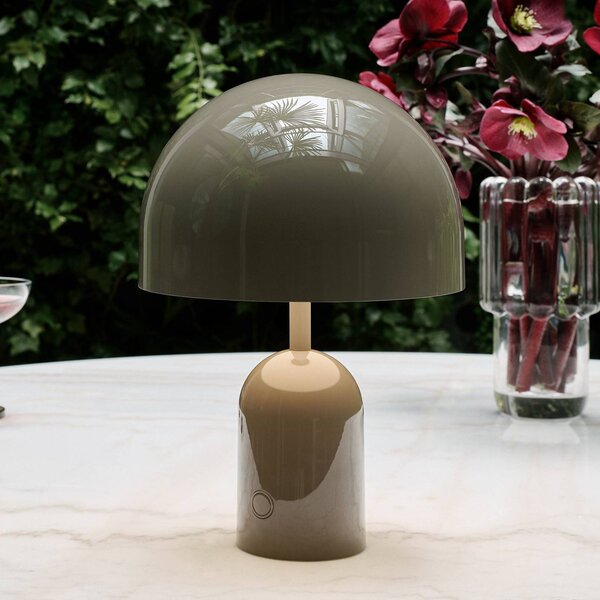 Tom Dixon Akumulátorová stolní lampa BELL PORTABLE, taupe, 28 cm IP44, stmívatelný, Obývací pokoj / jídelna, Plast, Design