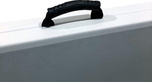 TENTino Skládací stůl 122x60 cm PŮLENÝ, bílý, STL122P Barva ubrusu: ČERNÁ / BLACK