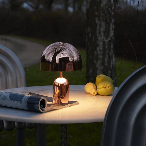 Tom Dixon Akumulátorová stolní lampa BELL PORTABLE, měď, 28 cm IP44, stmívatelný, Měď, Obývací pokoj / jídelna, Plast, Design