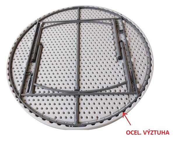 TENTino Kulatý skládací stůl průměr 180 cm, bílý, STL180K