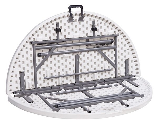 TENTino Skládací stůl průměr 122 cm PŮLENÝ, bílý, STL122PK