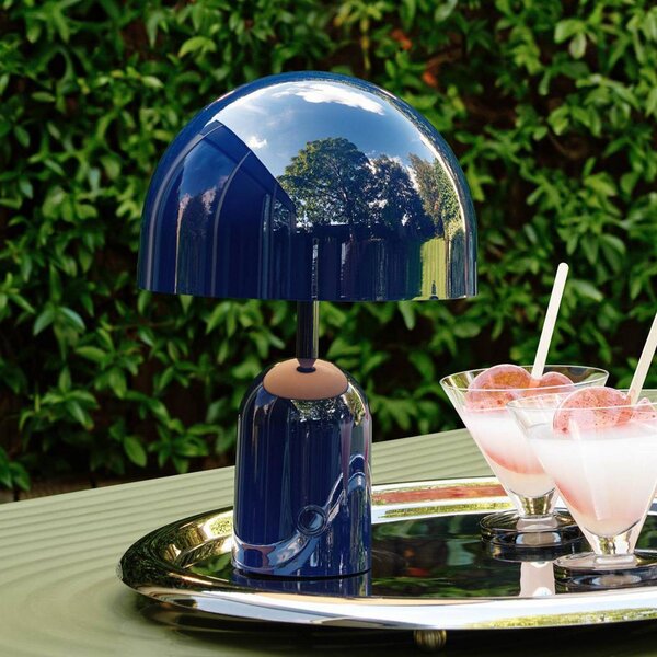 Tom Dixon Akumulátorová stolní lampa BELL PORTABLE, indigo, 28 cm IP44, stmívatelný, Modrá, Obývací pokoj / jídelna, Plast, Design