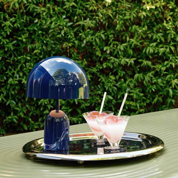 Tom Dixon Akumulátorová stolní lampa BELL PORTABLE, indigo, 28 cm IP44, stmívatelný, Modrá, Obývací pokoj / jídelna, Plast, Design