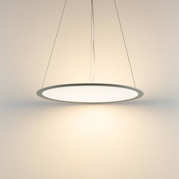 Deko-Light Závěsné světlo PANEL, šedé, Ø 63 cm, kov, stmívatelné, 50 W, stmívatelný, Hliník / šedá / zinek, Pracovna / kancelář, Hliník, Moderní