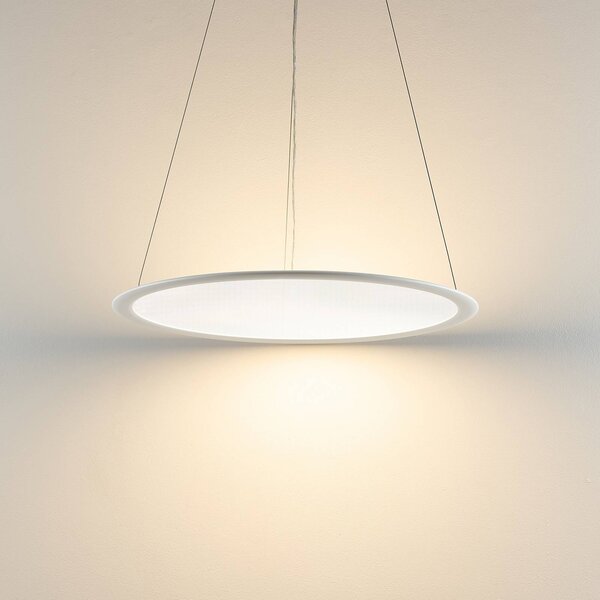 Deko-Light Závěsné světlo PANEL, bílé, Ø 63 cm, kov, stmívatelné, 50 W, stmívatelný, Bílá / opál, Pracovna / kancelář, Hliník, Moderní