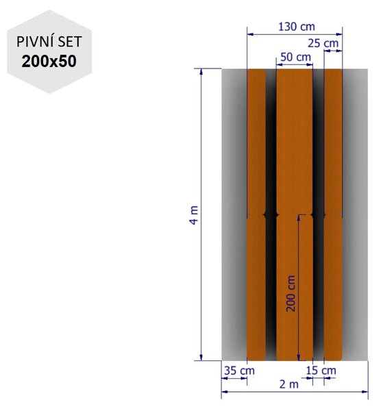Nůžkový párty stan 2x4 m TENTino SMALL HEXAGON Barva opláštění (Zvolte variantu): 6A - ORANŽOVÁ
