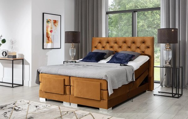 Luxusní polohovací postel 140x200 LIVANO - žlutá