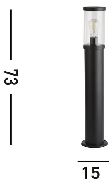 Searchlight Světelný patník Bakerloo, IP44, černý, výška 73 cm, kovový, stmívatelný, Černá, Hliník, Moderní