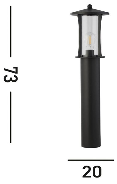 Searchlight Světlo na sloupku Pagoda, IP44, černé, výška 73 cm, kovové, stmívatelný, Černá, Hliník