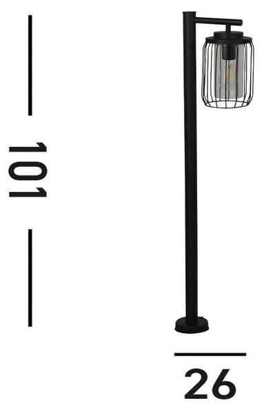 Searchlight Rákosové osvětlení cesty, IP44, černé, výška 100 cm, kovové, stmívatelný, Černá, Hliník, Moderní